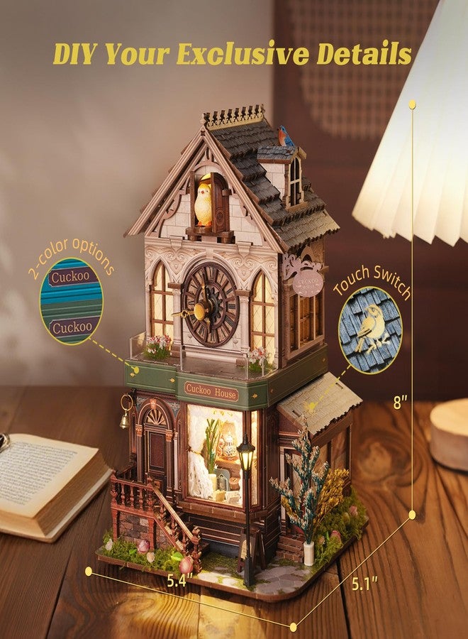 FUNPOLA 3D Wooden Puzzle Miniature House with Cuckoo Sound, DIY Mechanical Cuckoo Clock Model kit Home Décor for Display, Unique Craft Gift for Adults and Teens (Cuckoo House) - Image 5