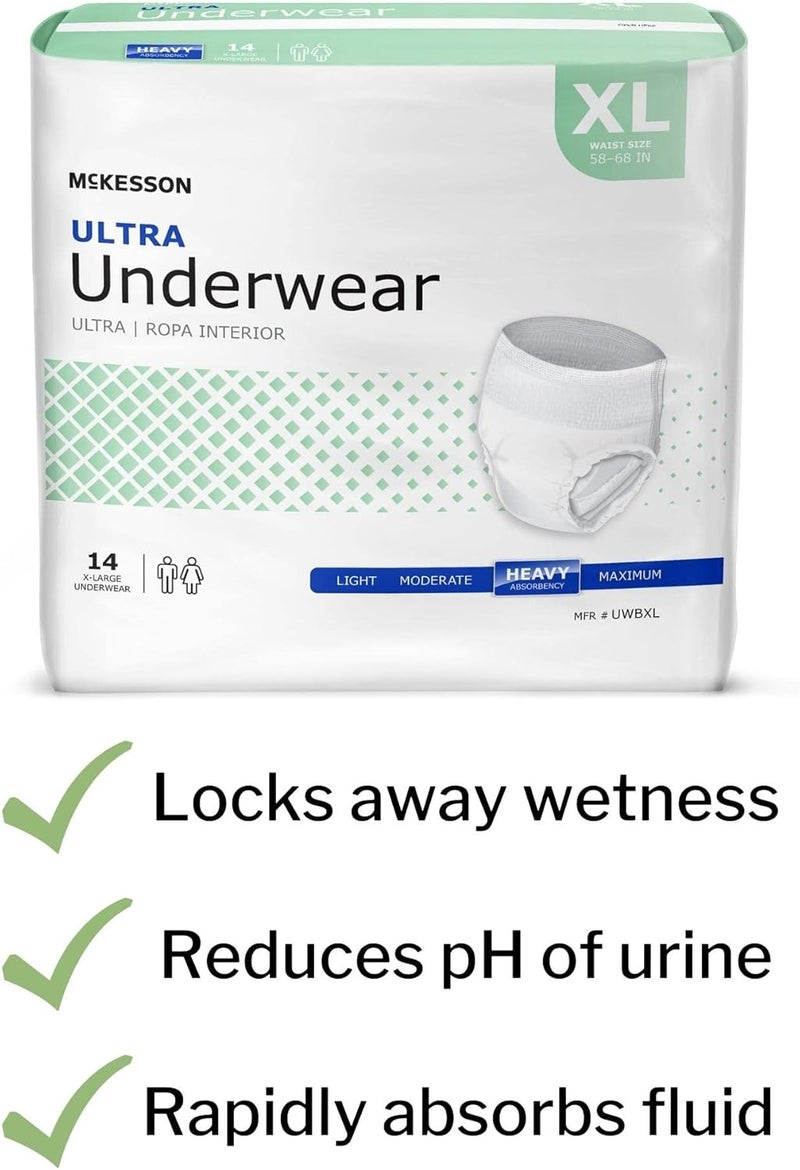 McKesson Ultra Adult Incontinence Underwear 56 Count Heavy Absorbency XL 5868 in Unisex Bladder Leak Protection PullOn Style with TearAway Sides Postpartum and Incontinence Support - Image 3