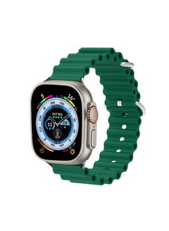 Generic Replacement Strap Ocean Silicone Metal Head Watch Band For Apple Watch Ultra 49mm&Watch Ultra 2 49mm / Series 9&8&7 45mm / SE 3&SE 2&6&SE&5&4 44mm / 3&2&1 42mm Army Green 