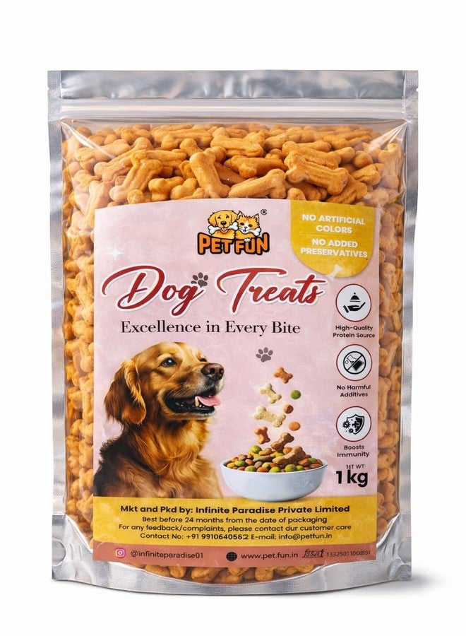PET FUN بسكويت الدجاج اللذيذ للجراء من بيت فن - مصنوع من مكونات طبيعية، مكافآت مقرمشة بنكهة الدجاج لجميع الجراء والكلاب (500 غرام) - Image 1