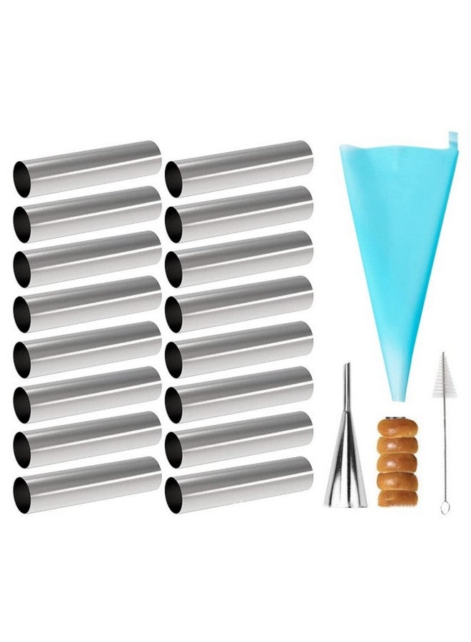 Joyeee 16 Pack Cannoli Tubes Molds Set, With 4.7 Inch Non Stick Cannoli Tubes Large, Reusable Piping Bag, Brush and Stainless Steel Tips, Cannoli Forms Kit for Croissant Shells Cream Roll Baking - Image 1