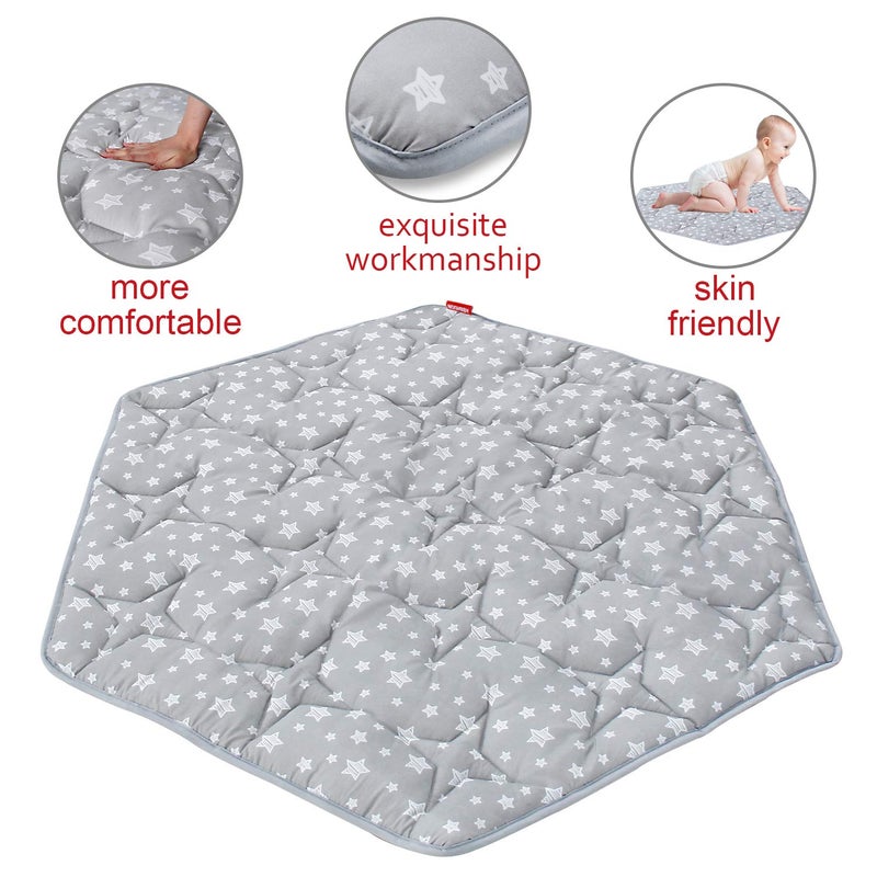 مونسي Hexagon Playpen Mat, Baby Playmat Fits Regalo Portable Play Yard 48 Inch and hiccapop 53 PlayPod Playpen, 6 Panel Playpen Mattress Non Slip Pad Mat - Image 3