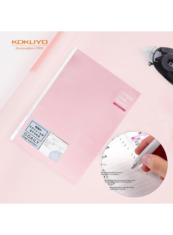 Kokuyo Imported Notebook, Study Planner, Daily Schedule Book, B5/30 Sheets, Light Pink, 1 Book, No-y80md - Image 1