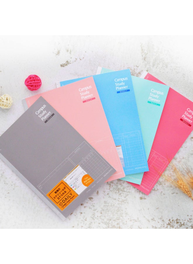 Kokuyo Imported Notebook, Study Planner, Daily Schedule Book, B5/30 Sheets, Light Pink, 1 Book, No-y80md - Image 4