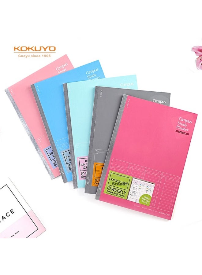 Kokuyo Imported Notebook, Study Planner, Daily Schedule Book, B5/30 Sheets, Light Pink, 1 Book, No-y80md - Image 2