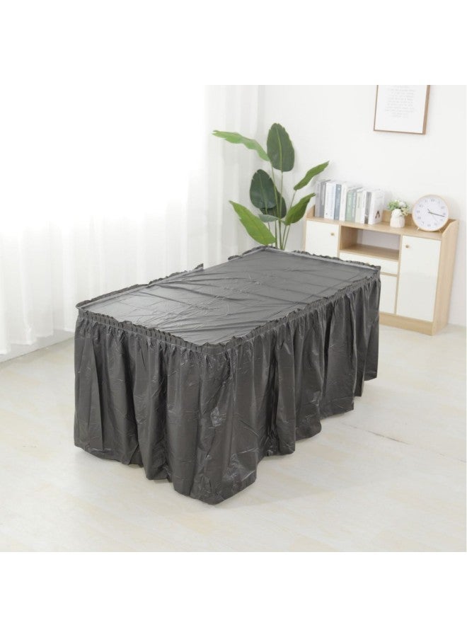 Disposable Plastic Tablecloth Table Skirt Waterproof Ins Style Dessert Table Decoration Children's Birthday Wedding Party Hotel-Color:Black Table Skirt-Specifications:427*74cm - Image 1
