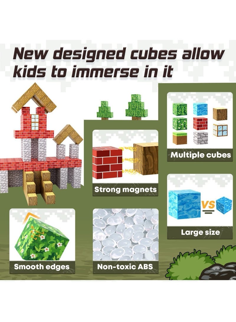 100PCS Magnetic Blocks，building blocks，STEM Educational Toy for Kids(Age 3-12),Safe ABS Non-Toxic DIY Construction ,2cm Magnet Cubes，National Day Deals - Image 5