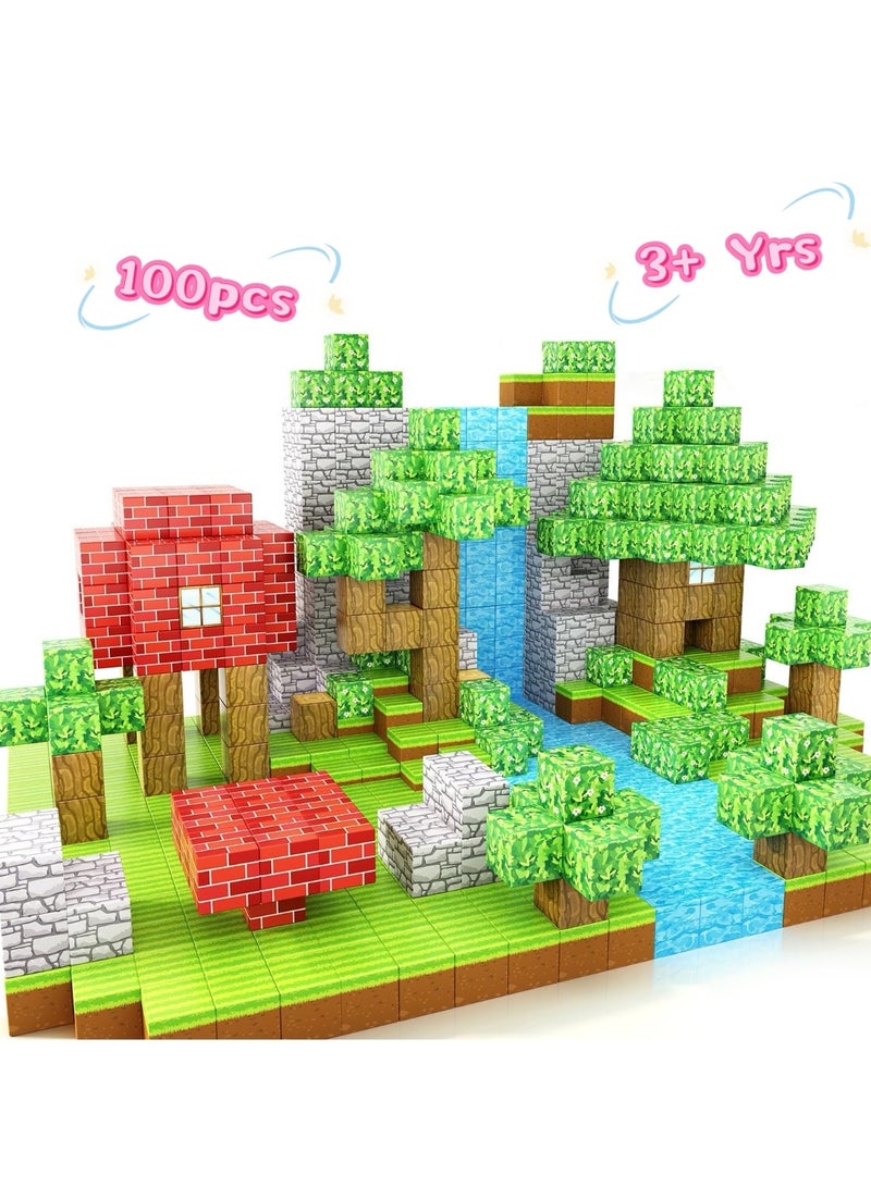 100PCS Magnetic Blocks，building blocks，STEM Educational Toy for Kids(Age 3-12),Safe ABS Non-Toxic DIY Construction ,2cm Magnet Cubes，National Day Deals - Image 1