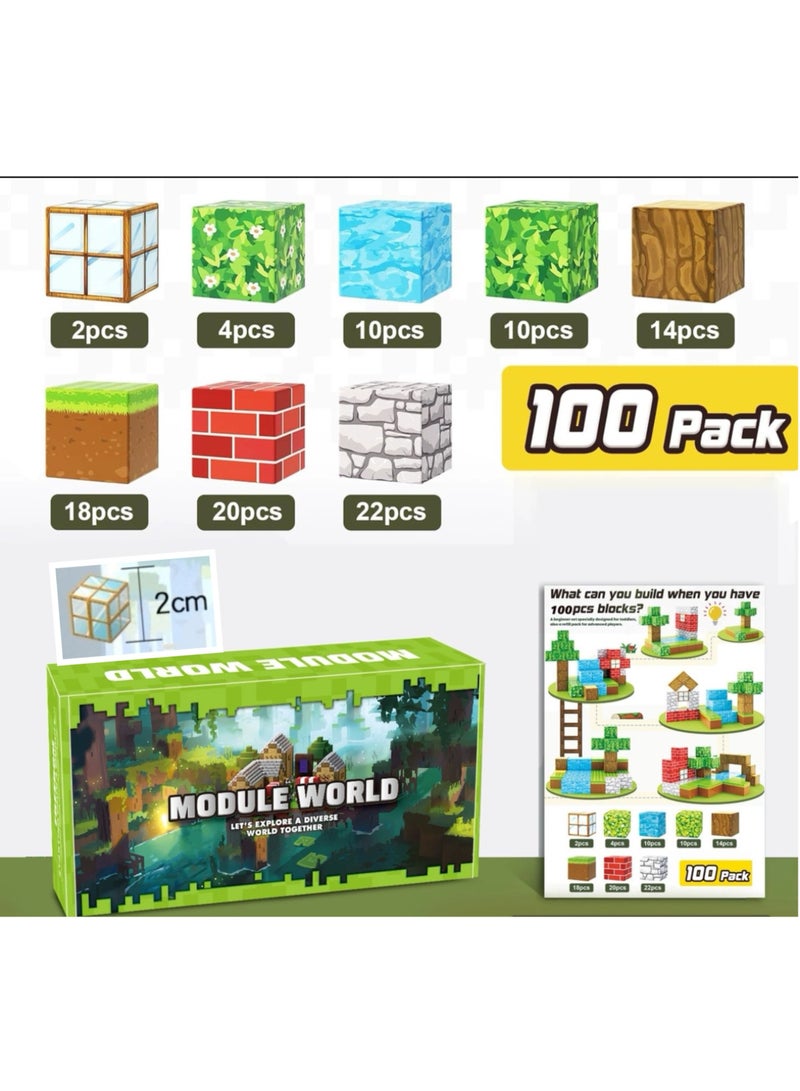 100PCS Magnetic Blocks，building blocks，STEM Educational Toy for Kids(Age 3-12),Safe ABS Non-Toxic DIY Construction ,2cm Magnet Cubes，National Day Deals - Image 2