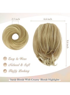 Straight Hair Bun Extensions, Short Ponytail Blonde Hair Bun Extensions For Women, Synthetic Messy Bun Hairpieces Elastic Easy Hair Bun Scrunchies Girls- Sandy Blonde & Creamy Highlights - pzsku/Z099958F089D73BA3AB7AZ/45/_/1734183252/b6665961-ed0d-49e0-b5b8-b30a68144ac2