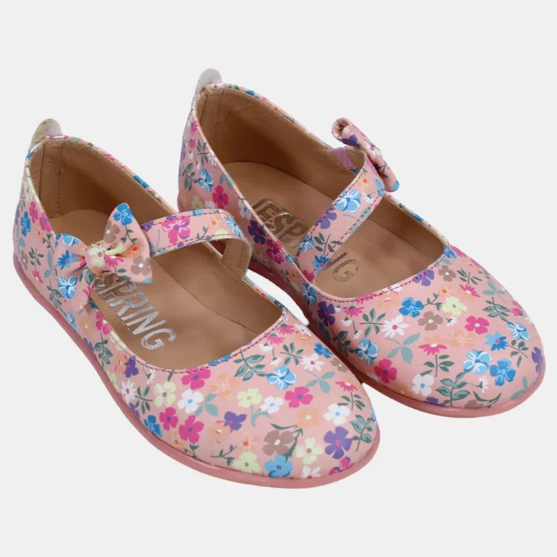 Our kids Baby Girls Leather Shoes – Blush with Floral Details - Image 1