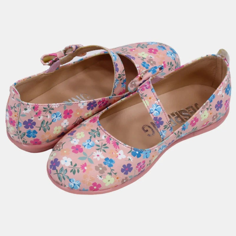 Our kids Baby Girls Leather Shoes – Blush with Floral Details - Image 3