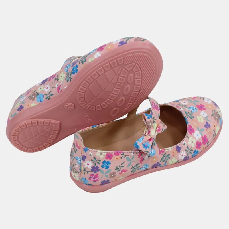 Our kids Baby Girls Leather Shoes – Blush with Floral Details - Image 2