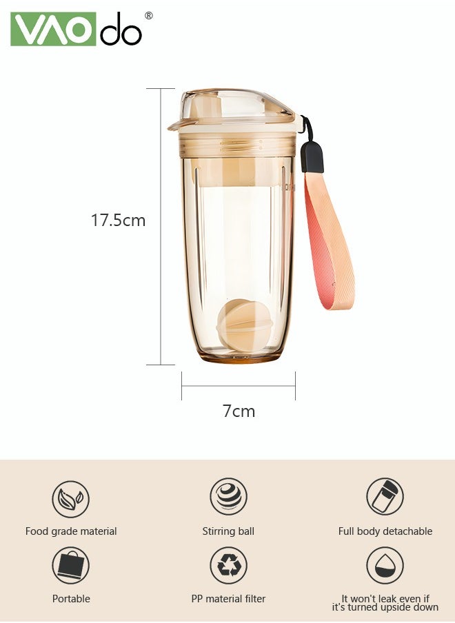 VAOdo Sports Water Cup Milkshake Protein Powder Mixing Cup Thickened Cup Wall With Handbag Water Cup 400ml  - Image 2