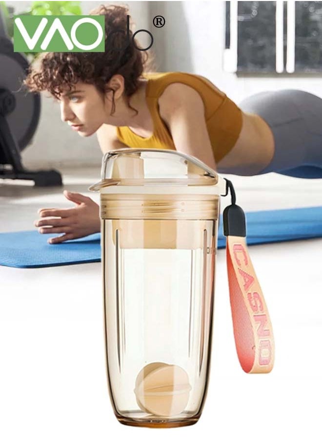 VAOdo Sports Water Cup Milkshake Protein Powder Mixing Cup Thickened Cup Wall With Handbag Water Cup 400ml  - Image 1