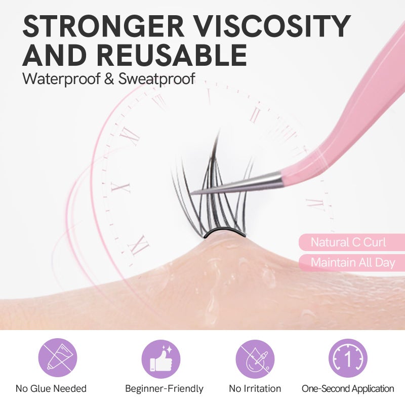 MLEN DIARY Self Adhesive Lash Clusters DIY Eyelash Extensions C Curl Natural 42Pcs Pre-Glued Cluster Lashes 11-13MM No Glue Individual Lashes Self Application at Home(Idol) - Image 2