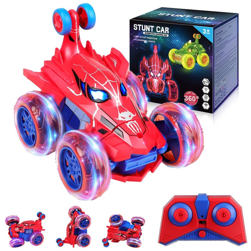 Givzan Spider RC Car for Kids 4WD Remote Control Stunt Car with 360 Flip Fast Monster Crawler Toy with LightUp Wheels Rechargeable RC Vehicle Gift for Boys Ages 312 - Image 3