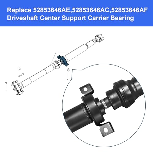 Camotokiit Upgrade CHR03A0 Driveshaft Center Support Carrier Bearing Compatible with Dodge WD Durango,Jeep WK2 Grand Cherokee 2011-2023 Replace 52853646AE 52853646AC 52853646AF Sliver - Image 3
