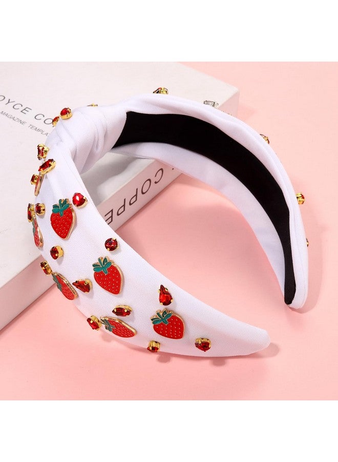 سيالكسهيني عصابة رأس مرصعة بالفراولة للنساء - إكسسوارات فاكهة استوائية للعطلات، هدايا حفلات الصيف (فاكهة بيضاء) - Image 4