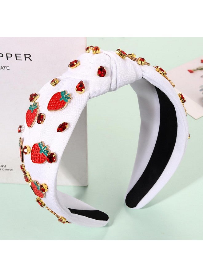 سيالكسهيني عصابة رأس مرصعة بالفراولة للنساء - إكسسوارات فاكهة استوائية للعطلات، هدايا حفلات الصيف (فاكهة بيضاء) - Image 5