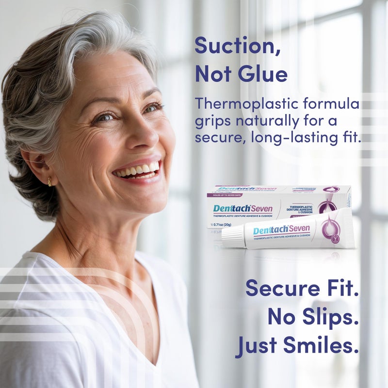 Denttach Seven Denture Adhesive, Thermoplastic Denture Cushion and Reliner, Upper and Lower Denture Comfort for Up to 7 Days, Zero Glue, Zinc Free (2) - Image 2