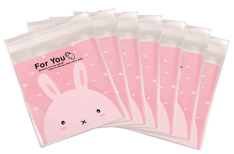 TREXEE TREXEE Self Adhesive Guddy Bags Party Favor Bags Cookie Bags Chocolate Pouches Birthday Party Return Gift Bags Pack of 100Pink