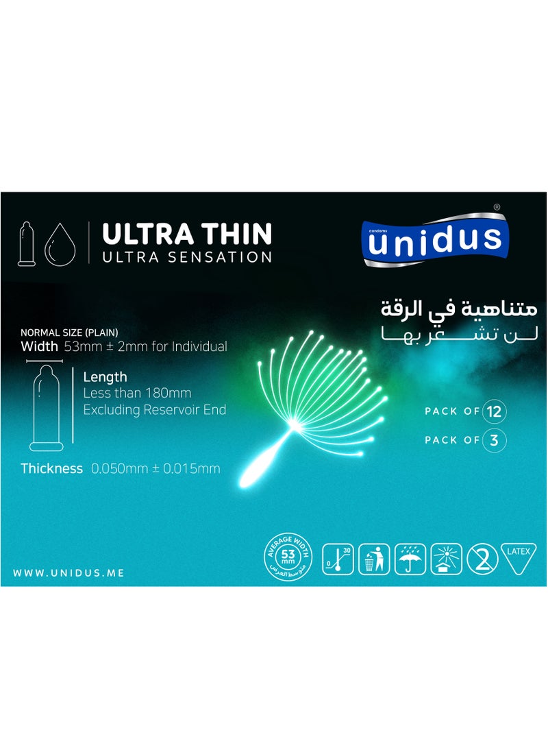 Unidus Condom - ULTRA THIN - Ultra Sensation - Lubricated Condoms for Men, Pack of 3 - Image 4