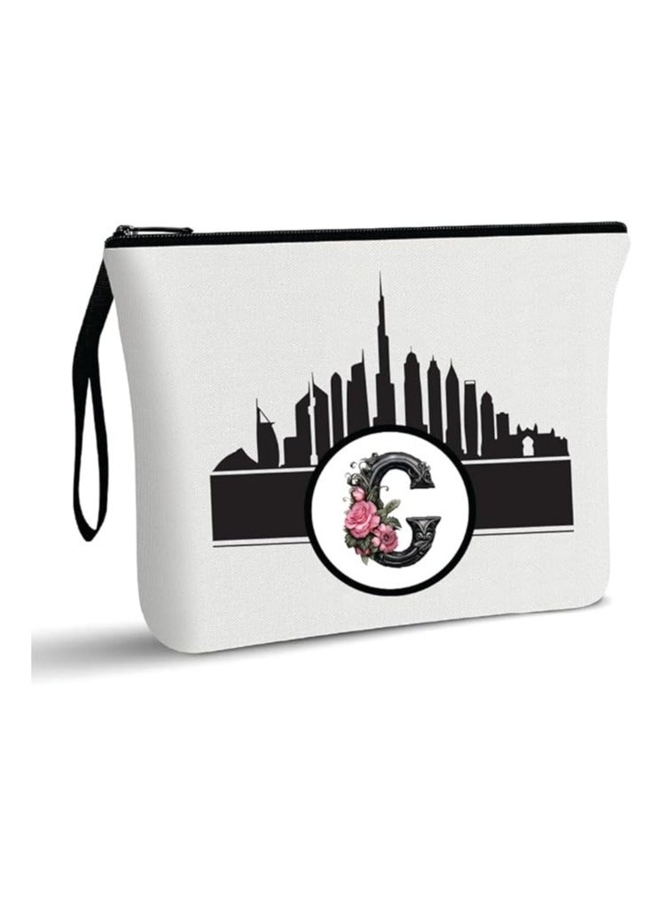 أفق دبي مع حقيبة مستحضرات التجميل الأولية ذات الحروف الأولى - حقيبة مكياج ذات الحروف الأولى - حقيبة مكياج أفق دبي - حقيبة مستحضرات التجميل للمسافرين - Image 1