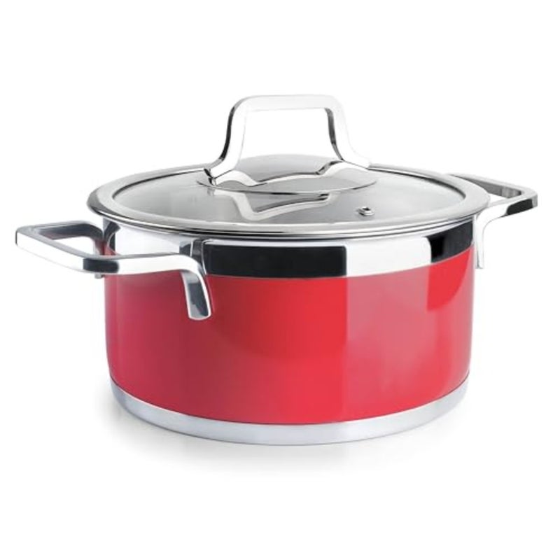 15324 Buffet Cooking Pot with Lid 18/10 Stainless Steel Inner Lining Ground Ergonomic Handles Sandwich Thermal Diffuser Base Suitable for Induction Cookers Oven-Proof Diameter 24 cm - Image 1
