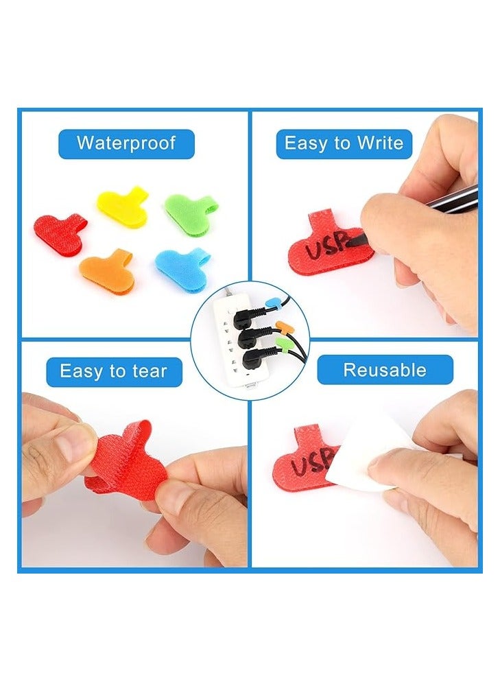 PROMASS 30 Pcs Reusable Write On Cord Labels, Cable Tags for Electronics, Computers, Cable Management and Identification, 5 Colors  - Image 3