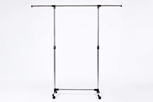 RAVIZAA Steel Single Pole Cloth Drying Stand Foldable Stainless Steel Garment Rail Rack Height Adjustable Clothing Racks for Boutiques Colour May Vary Standard Size - Image 3