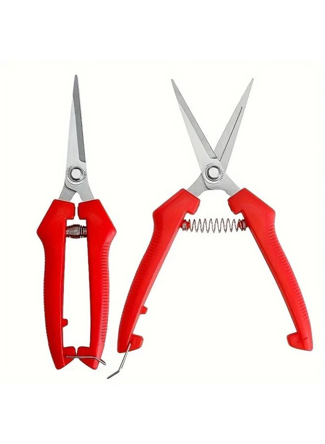 Red Ergonomic Stainless Steel Garden Scissors Battery Free Ideal for Pruning Potted Plants and Gardens - Image 1