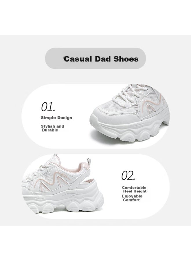DUSTO Da Dong Women's Dad Shoes Spring/summer New Flat Thick-soled Strap Patchwork X1363 White Pink Size 37 - Image 2