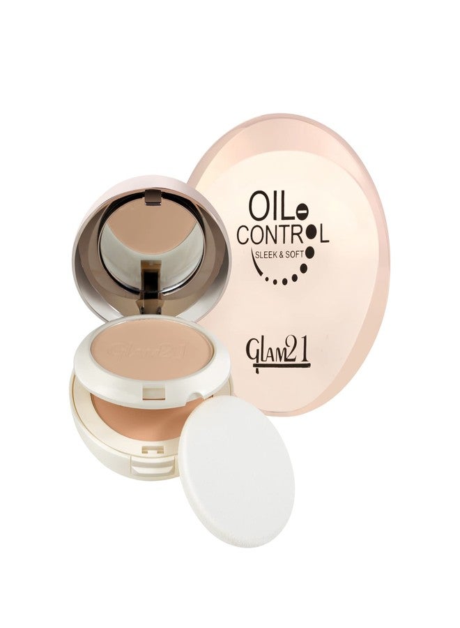 جلام 21 بودرة جلام 21 المضغوطة للتحكم في الزيوت، ناعمة وأنيقة، 2 في 1، 20 غرام | مكياج يدوم طويلاً، مقاوم للماء والعرق، غني بفيتامينات E وC | لون رملي ذهبي -03 - Image 1