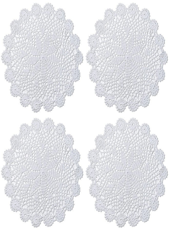 Phantomon 12 Inch Round Doilies Crochet Handmade Lace Placemats 100% Cotton Knitted Coasters, Pack of 4 (White) - Image 1