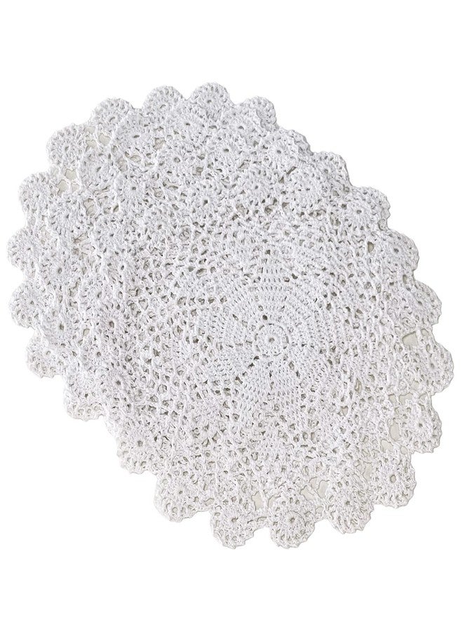 Phantomon 12 Inch Round Doilies Crochet Handmade Lace Placemats 100% Cotton Knitted Coasters, Pack of 4 (White) - Image 5