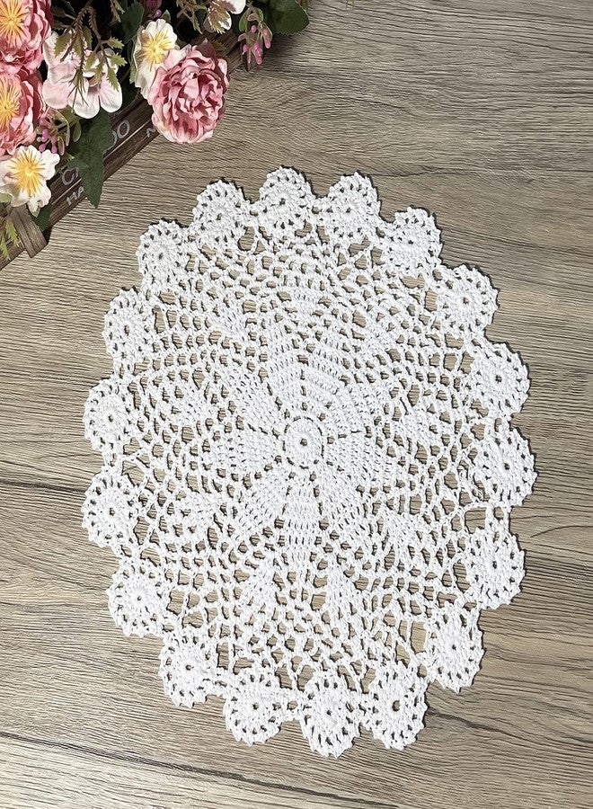 Phantomon 12 Inch Round Doilies Crochet Handmade Lace Placemats 100% Cotton Knitted Coasters, Pack of 4 (White) - Image 4