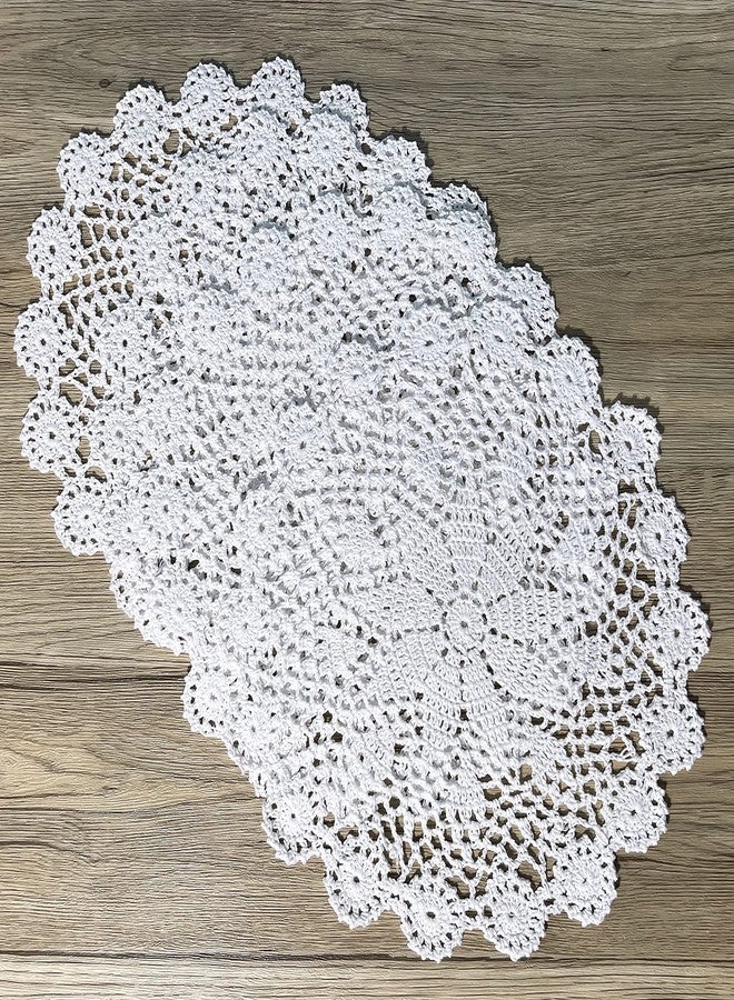 Phantomon 12 Inch Round Doilies Crochet Handmade Lace Placemats 100% Cotton Knitted Coasters, Pack of 4 (White) - Image 3