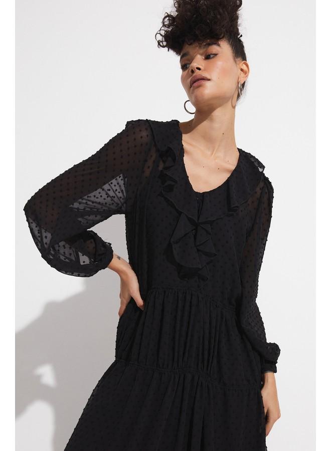 جون فستان شيفون ميدي مكشكش - Image 5