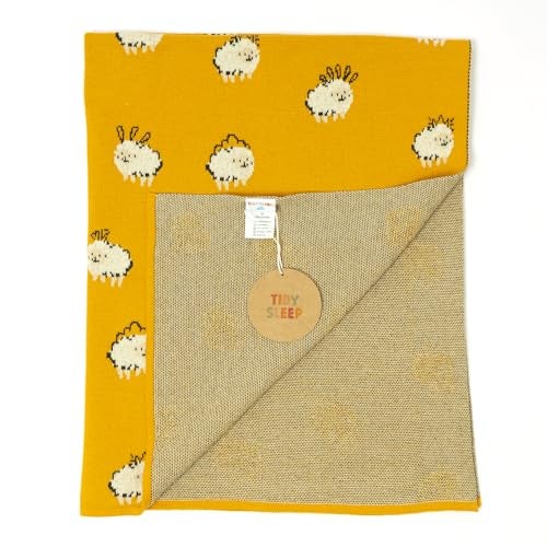 TIDY SLEEP 100% Cotton Knitted Blanket for New Born Baby, Soft and Breathable Quilt Wrapper for New Born Boy & Girl | Size 100 cm x 80 cm, 0 to 18 Month (Sheep) - Image 1