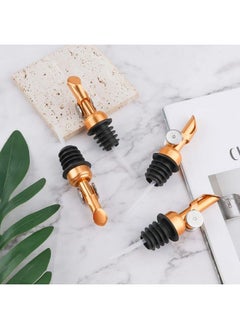 AIEX 4Pcs Liquor Bottle Pourers Stainless Steel Pourers Dispenser Spout Cover With Cap For Liquor Oil Balsamic Vinegar Bottles (Gold)  - Image 5
