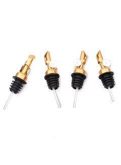 AIEX 4Pcs Liquor Bottle Pourers Stainless Steel Pourers Dispenser Spout Cover With Cap For Liquor Oil Balsamic Vinegar Bottles (Gold)  - Image 2
