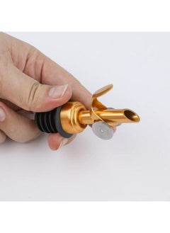 AIEX 4Pcs Liquor Bottle Pourers Stainless Steel Pourers Dispenser Spout Cover With Cap For Liquor Oil Balsamic Vinegar Bottles (Gold)  - Image 4