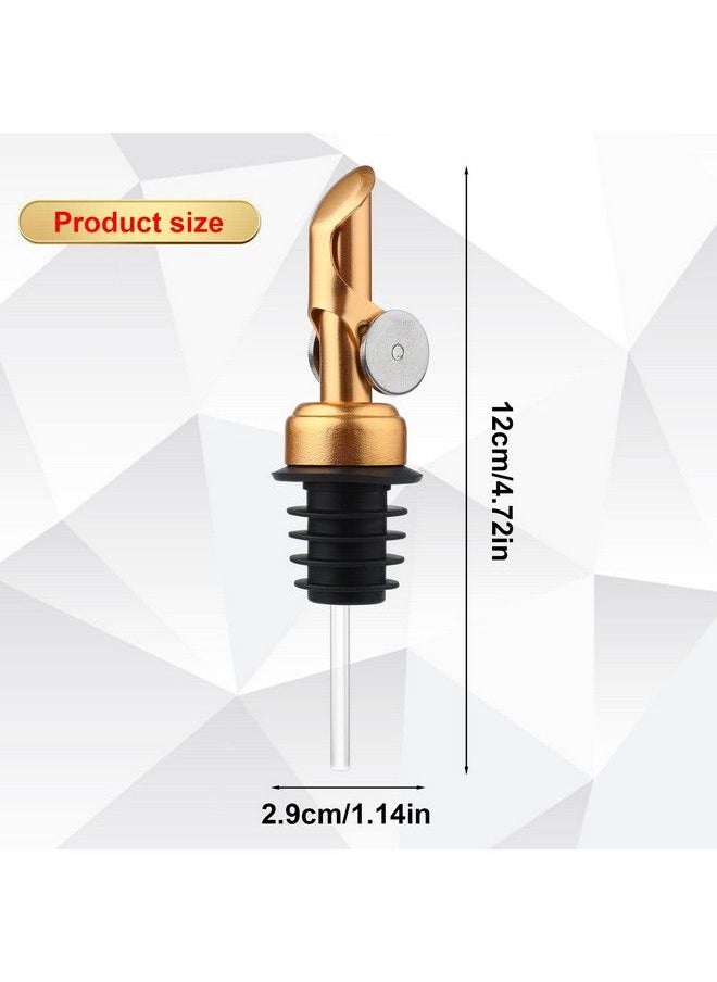 AIEX 4 قطع صبّات زجاجات الخمر مصنوعة من الفولاذ المقاوم للصدأ غطاء فوهة موزع مع غطاء لزجاجات الخمر والزيوت والخل البلسمي (ذهبي)  - Image 3