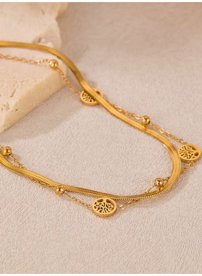 سوار قلادة شجرة الحياة، سلسلة عظم الثعبان مطلية بالذهب أنيقة، هدية مجوهرات عصرية للسيدات والبنات والنساء - Image 5