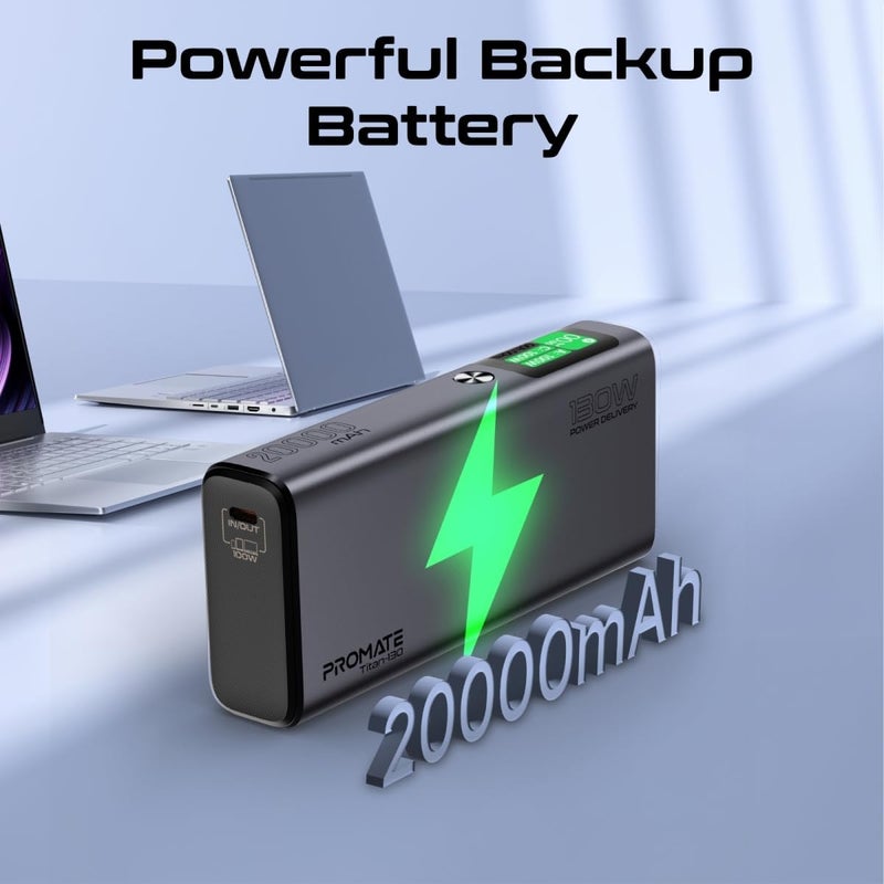 Promate Titan-130 20000mAh Ultra-Slim Portable Power Pack with 130W Power Delivery - Image 2