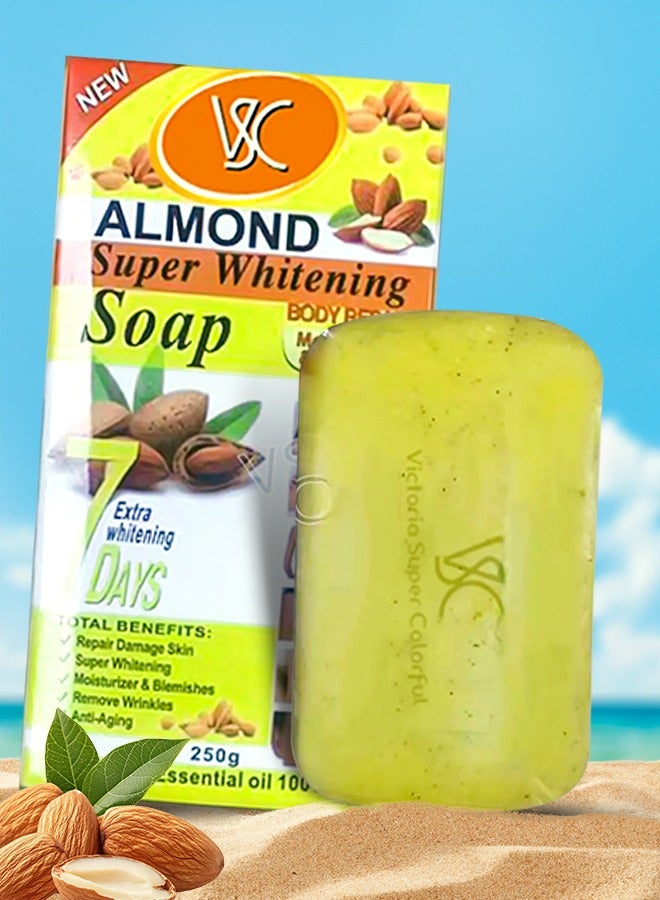 VSC 250G Almond Super Whitening Soap Body Repair Moisturizing and Whitening Soap Dark Armpits Thighs Dark Knuckles Black spots Whitening Soap 100% Pure Essential Oil soaps for Face and Body - Image 1