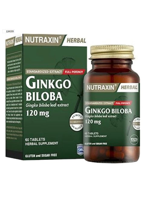 Herbal Ginkgo Biloba Leaf Extract 120mg 60 Tablets