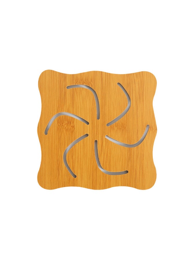 Hollow Wooden Coaster Kitchen Thickened Anti-scalding Heat Insulation Mat Placemat Non-Slip Pot Mat Bowl Mat Plate Mat Coaster-Color:Large Insulation Pad Hot Wheels - Image 1