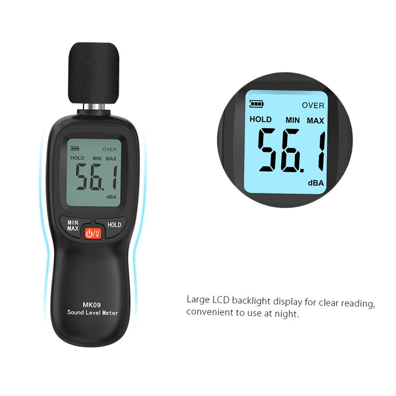 Digital Sound Level Meter 30-130dBA Large LCD Backlight Display - Stable Reliable Performance Sound Tester for Night & Professional Noise Monitoring - Image 5